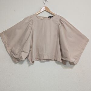 Ilana Kohn Iona Boxy Crop Cotton Top Size Medium in Toast.